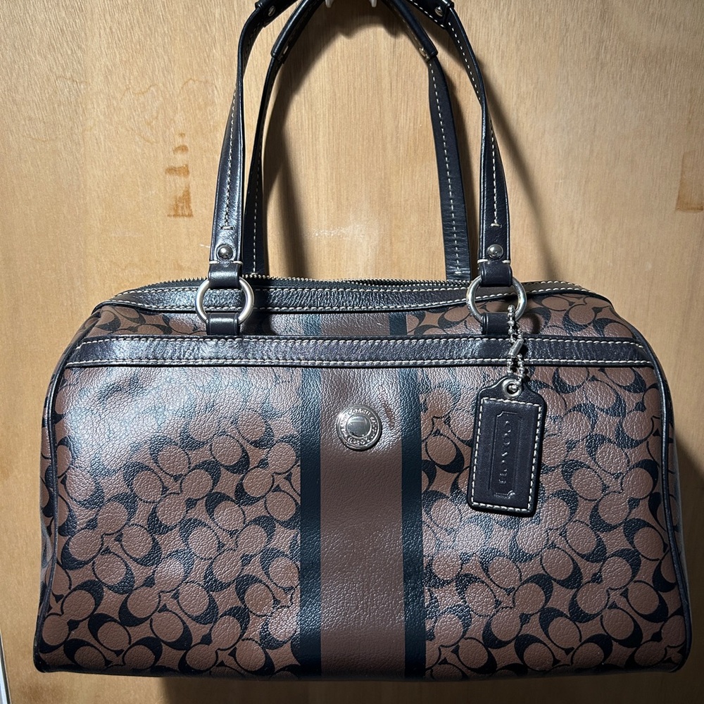 Coach Black Leather Bag with Embossed Patch